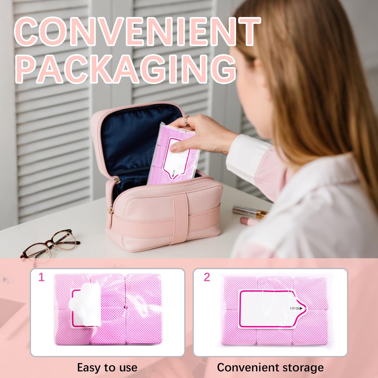 1500Pcs Lint Free Nail Wipes, Pink No Lint Nail Wipes for Gel Nails Lint Free Polish Remover Wipe Eyelash Extensions Glue Nails