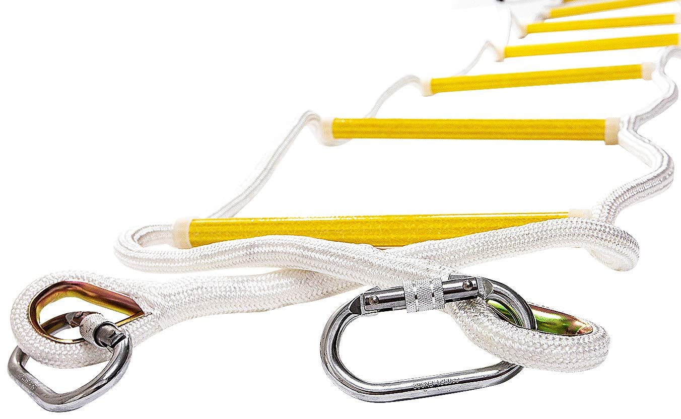 ISOP Emergency Fire Escape Ladder 3 Story Homes | 25 ft Emergency Escape Rope Ladder | Fast to Deploy & Easy to Use | Light, Compact & Easy to Store - Weight Capacity up to 2000 Pounds (25ft)