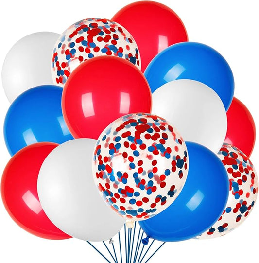 JOYYPOP 80Pcs Red White and Blue Latex Balloons with Confetti Balloons for 4th of July Decorations Independence Day Patrio...
