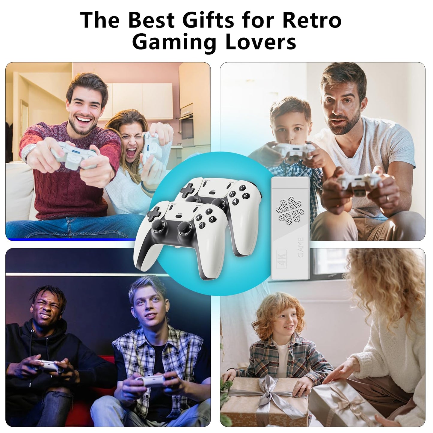 Upgraded Model Wireless Retro Game Stick,Retro Video Game Console,9 emulators, (64G),with Over 40000 Built-in Electronic Games,4K HDMI Output,Dual 2.4G Wireless Control Plug and Play Retro Game