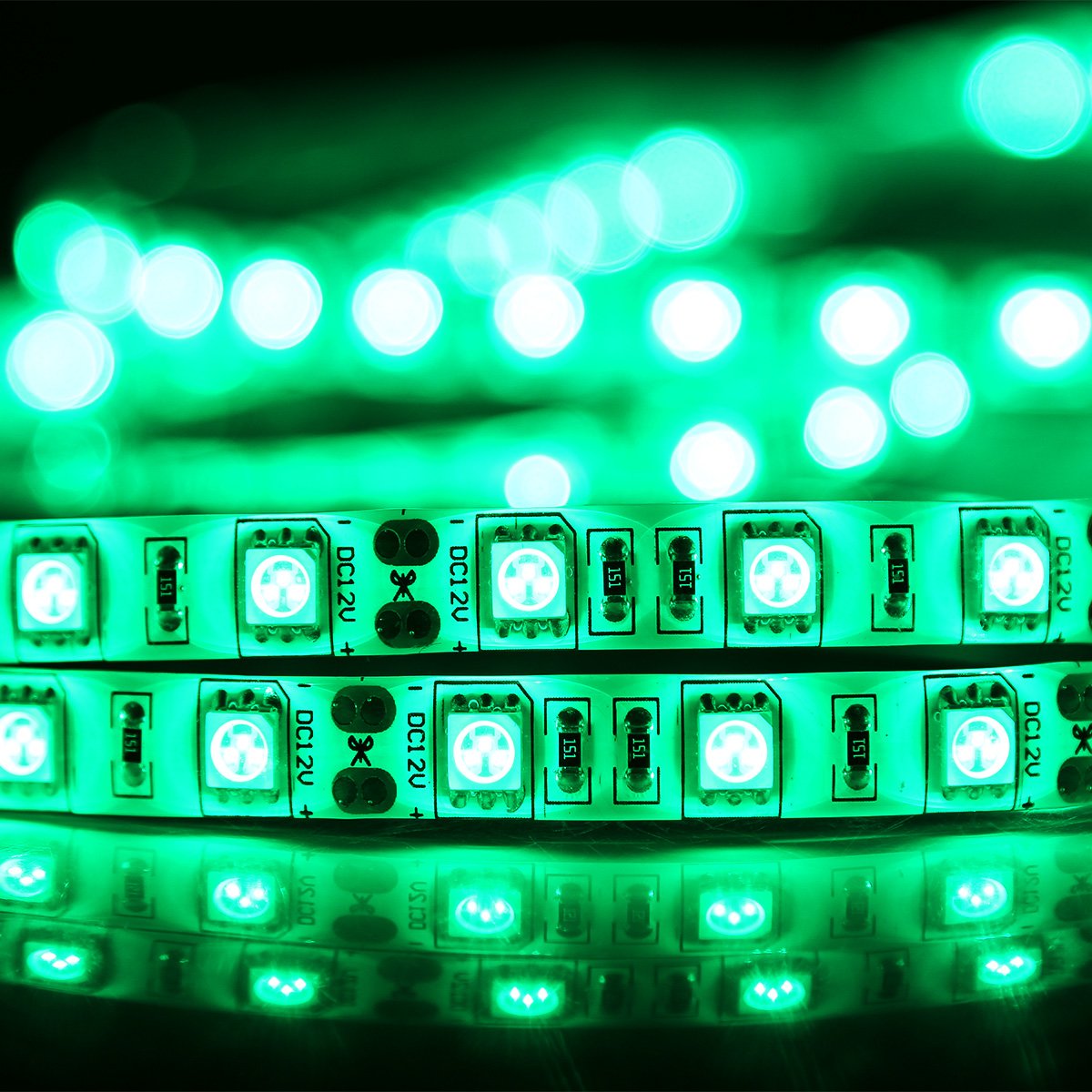 Supernight 16.4Ft Led Strip Light  Waterproof 12V 60W Green Rope Lights  300 Leds 5050 Tape Lights For Bedroom  Kitchen  Mirror  Home Decoration