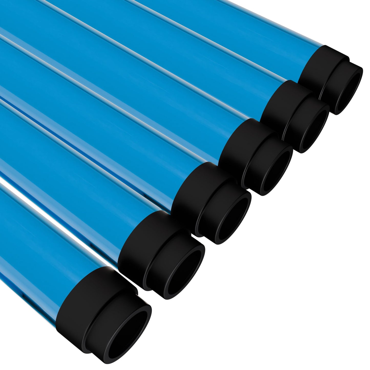 Kastlite T8 Led/Fluorescent Light Tube Guard With End Caps - 46-3/8 Lamp Diffuser Covers & Safety Sleeves  Light Blue Protective Plastic Bulb Replacement Covering  Overhead Lighting Accessory  6 Pack