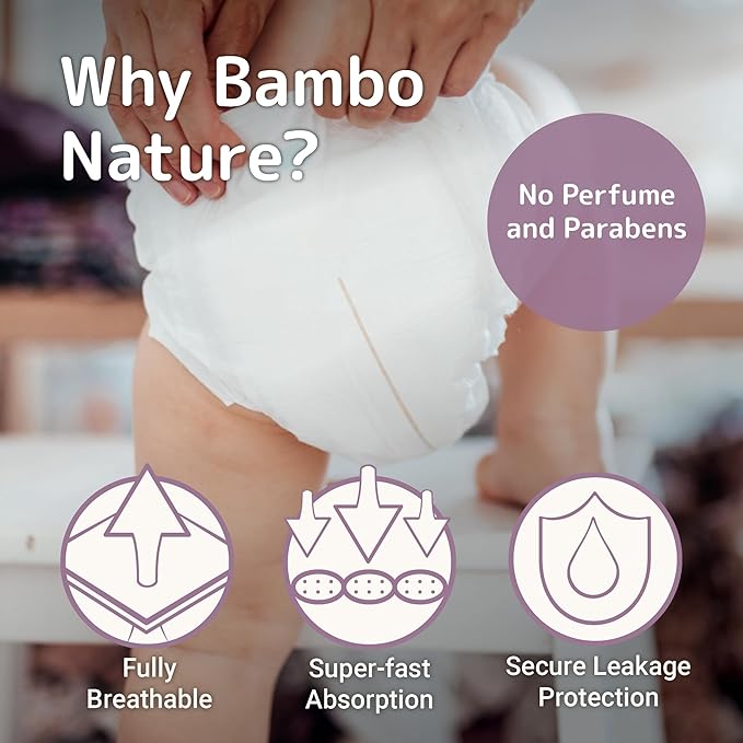 Bambo Nature Hypoallergenic Dream Baby Diapers, Premium Eco-Labeled Sustainable Diapers, Enhanced Leakage Protection, Totally Chlorine-free, Skin Friendly, and Super Absorbent - Size 6 (288 Count)