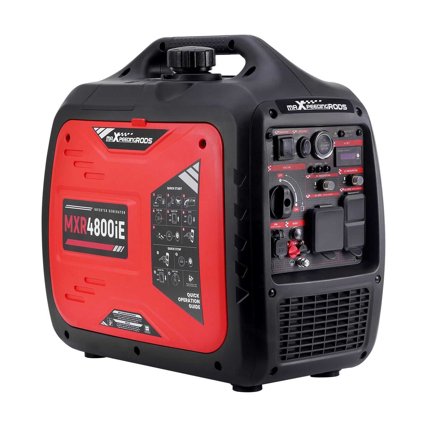 Maxpeedingrods 4800W Gasoline Inverter Generator, Electric Start And Remote Start, Gas Powered Generator For Outdoor Camping, Ho