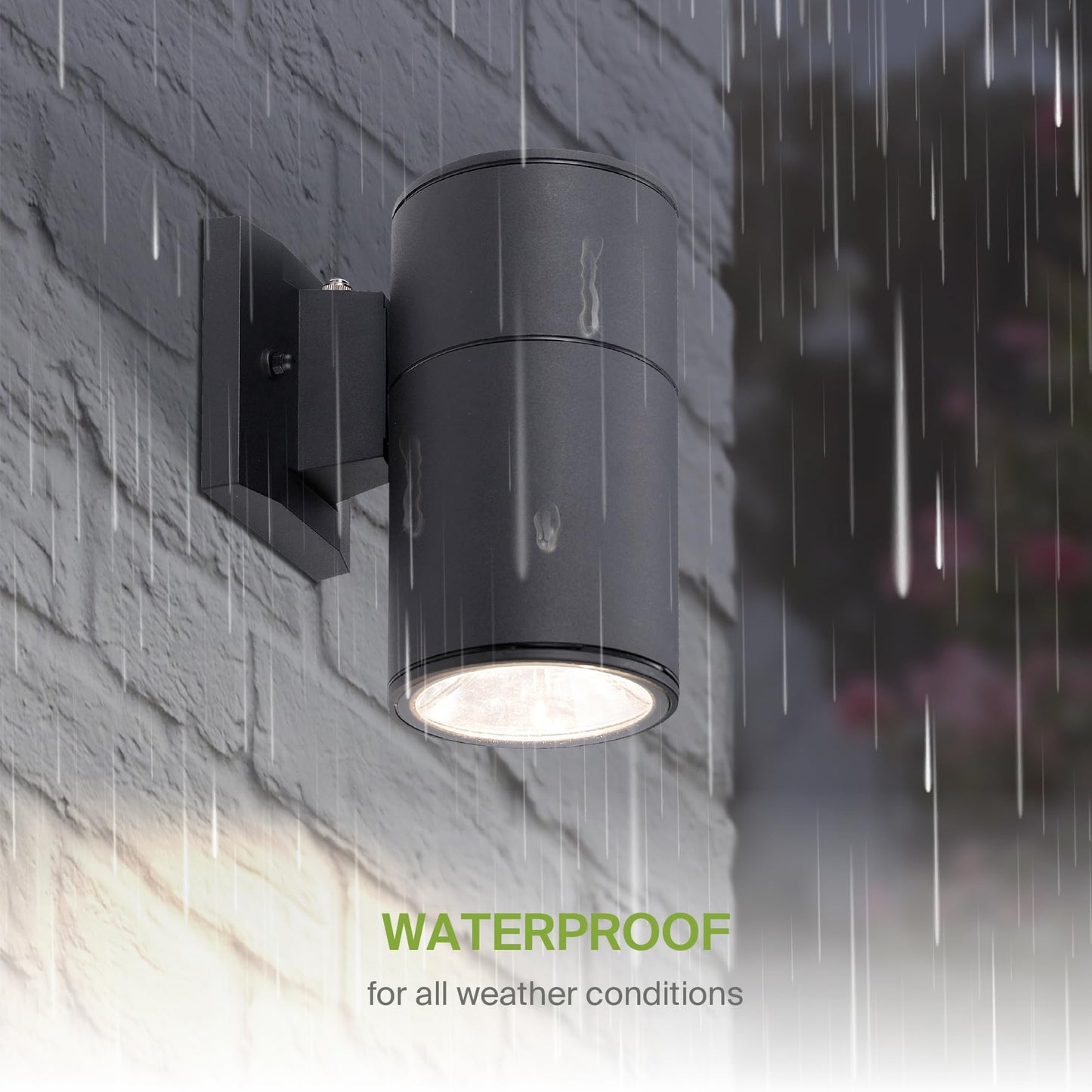 Asd 1-Way Round Cylinder Wall Light Fixture, Photocell, 60W E26, Waterproof, Black, Model A-Oclr-1Apc-Bk