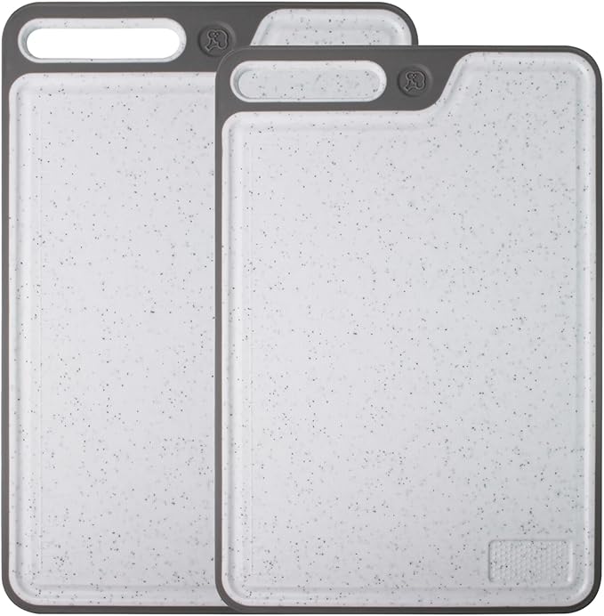 Cutting Boards for Kitchen, Large Cutting Board Set of 2, Non-Slip Cutting Board with Dandle and Juice Groovenon, Dishwasher Safe Cutting Boards (Gray)
