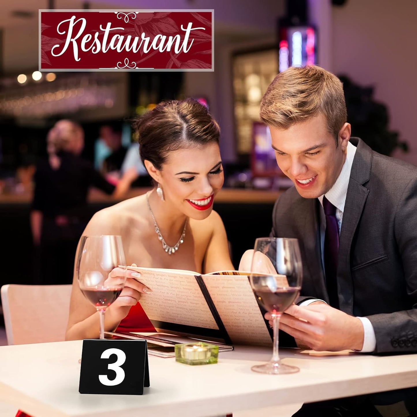 Tuanse Table Numbers 1-25 Acrylic Double Side Numbered Table Tents Plastic Restaurant Wedding Numbers Cards Signs for Party Banquets Wedding Reception(Black, White)