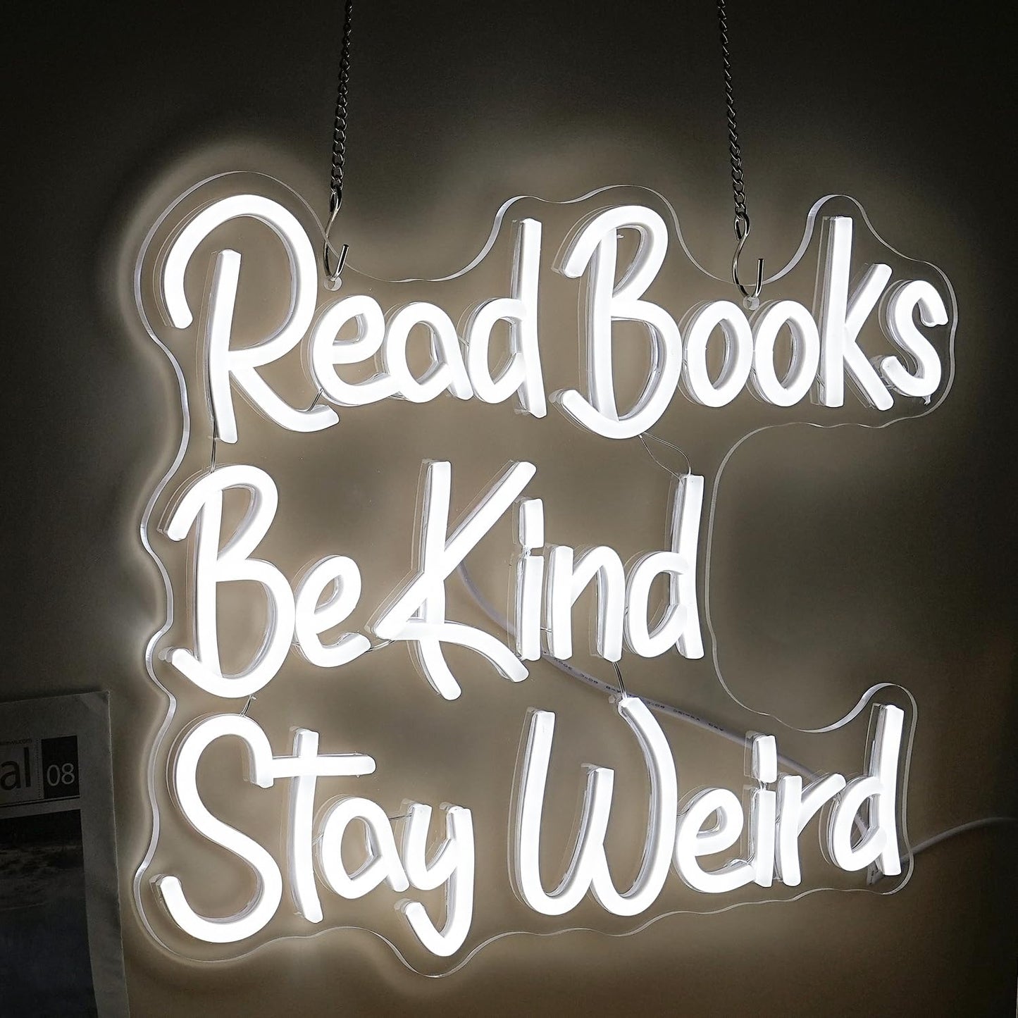 Lisignve Led Neon Sign - Read Books Be Kind Wall Decor, Dimmable, Usb Powered, 14.17X13, White