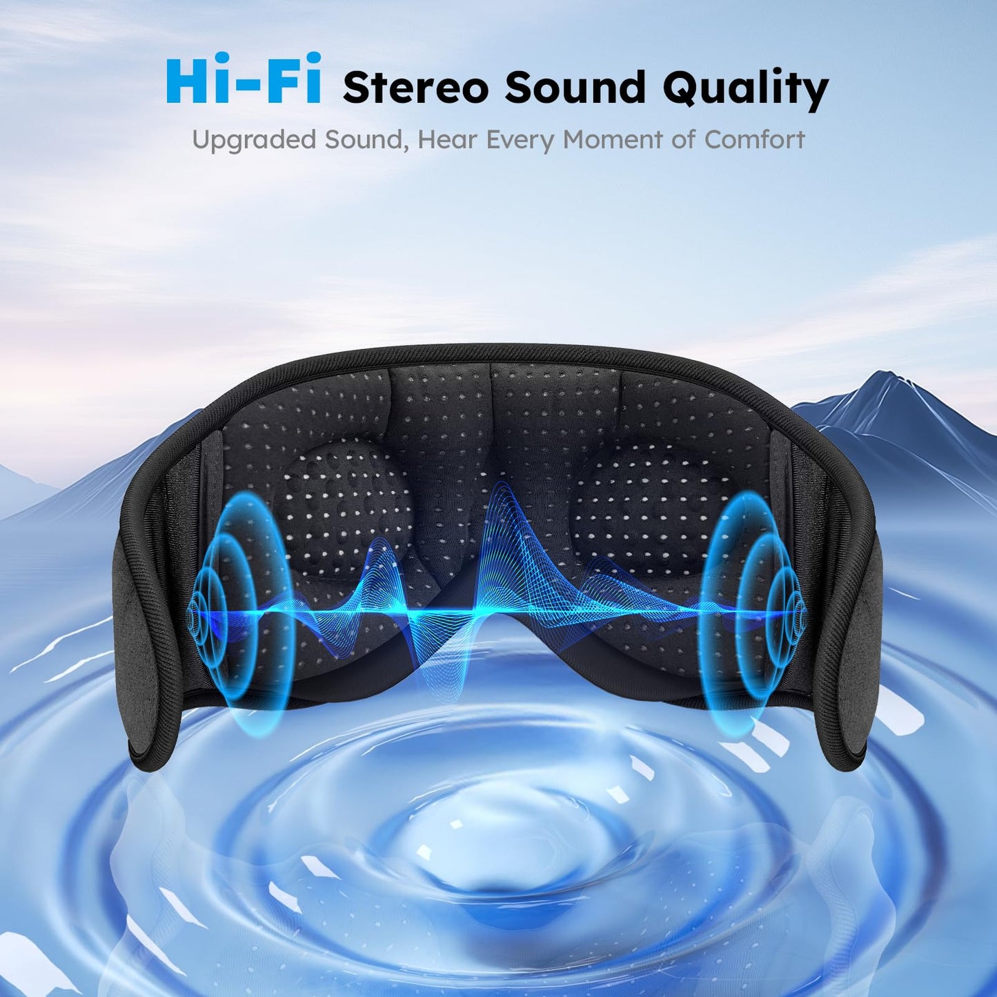 LC-dolida White Noise Sleep Mask, 3D Sleep Headphones with 16 Soothing Sounds, Bluetooth 5.4 Sleep Eye Mask with Timer, Total Blackout Sleeping Headphones for Side Sleeper(Black)