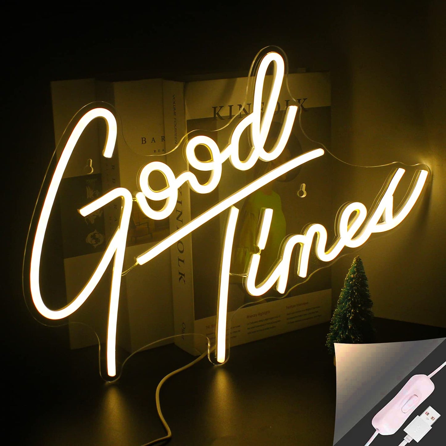 Looklight Neon Sign - Good Times Led Wall Decor, Acrylic, Usb, For Weddings & Parties, Bedroom & Game Room Lighting