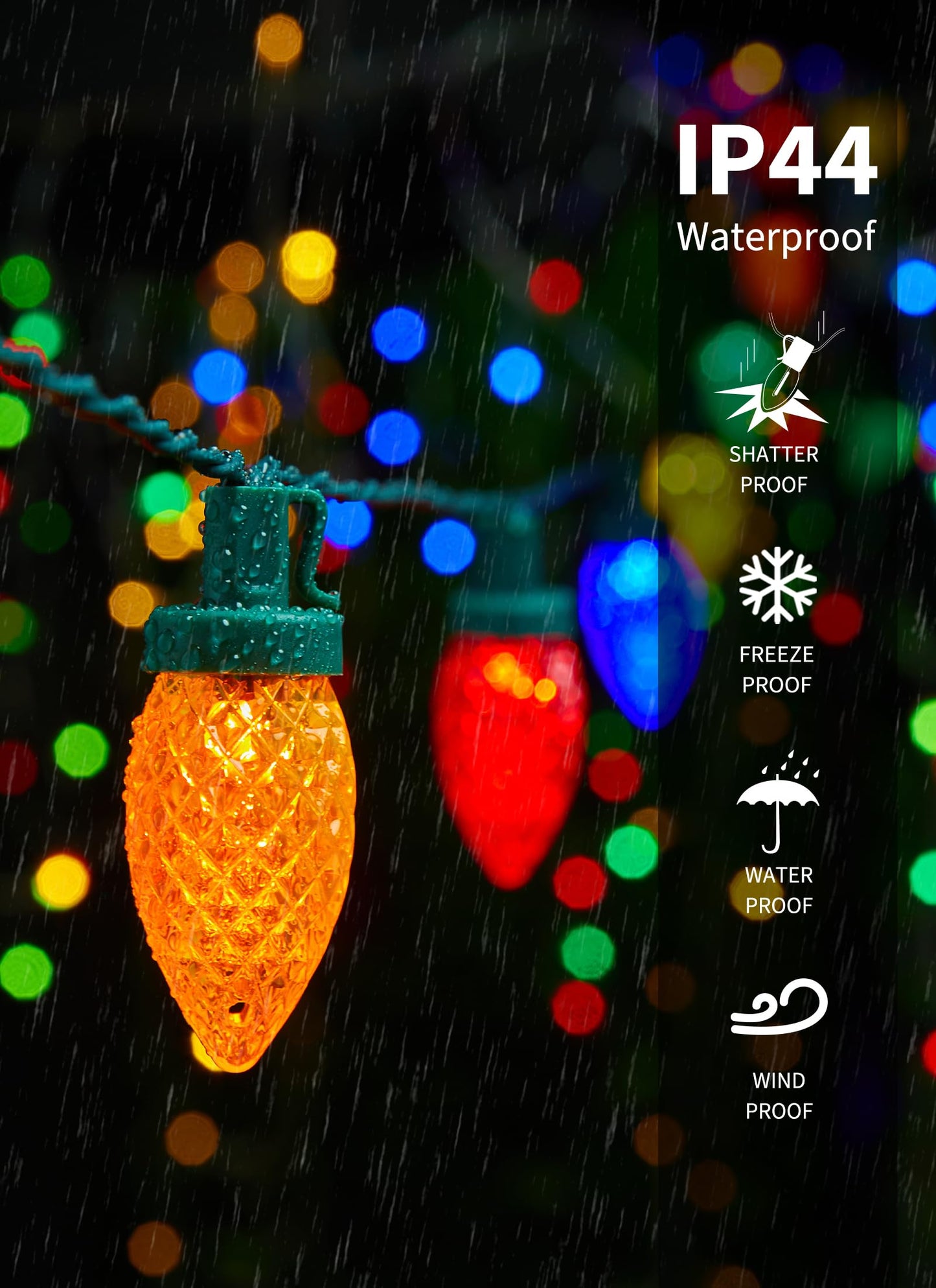 C9 Christmas Lights Outdoor  114 Feet 150 Led C9 String Lights With Timer & 8 Light Modes  Waterproof Commercial Grade Connectable Christmas Tree Lights For Indoor Outside Roofline Patio  Multicolor