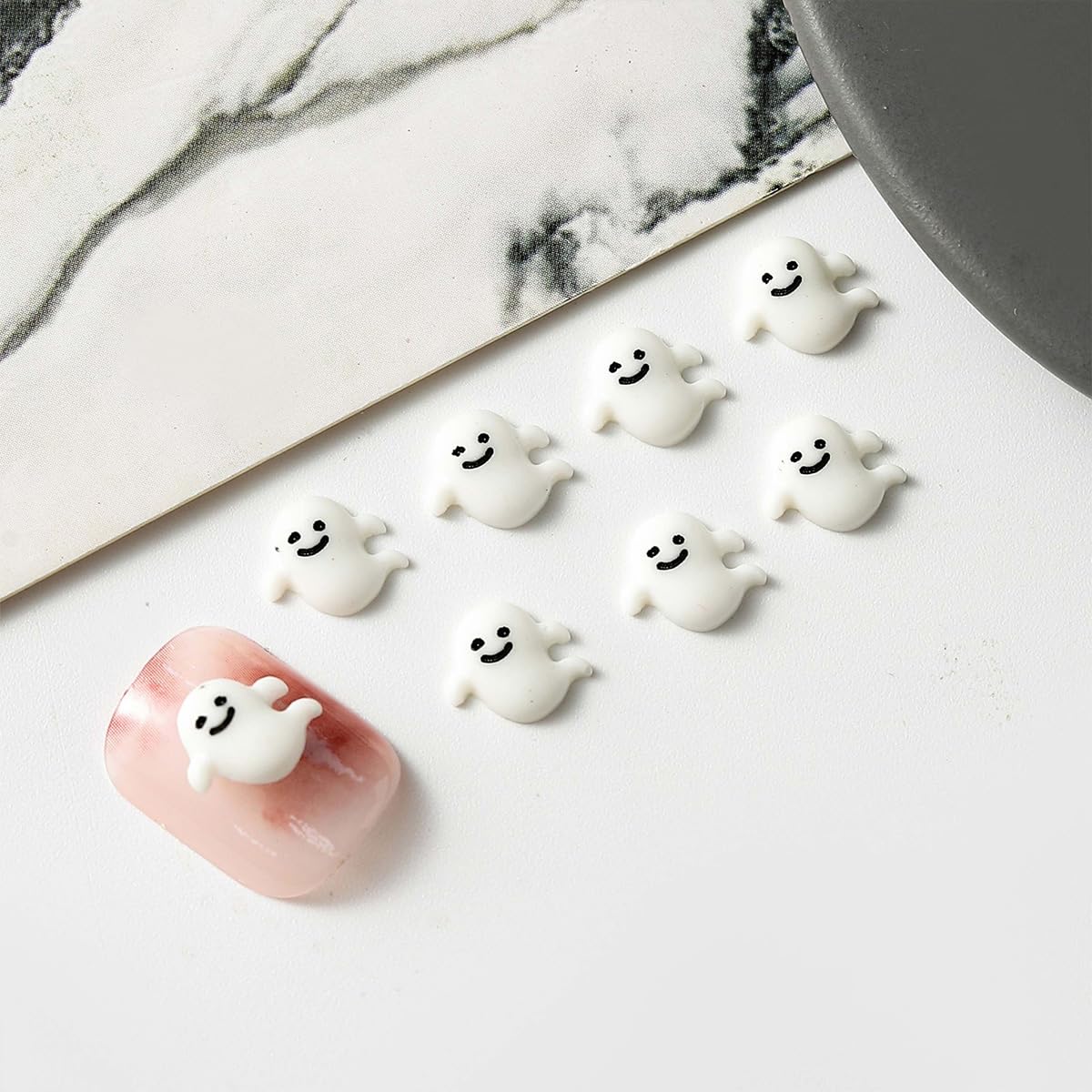 75Pcs Halloween Nail Charms Bat Pumpkin Ghost Nail Charms 3D Resin Black Nail Charm Halloween Charms for Nails Design Cute Nail
