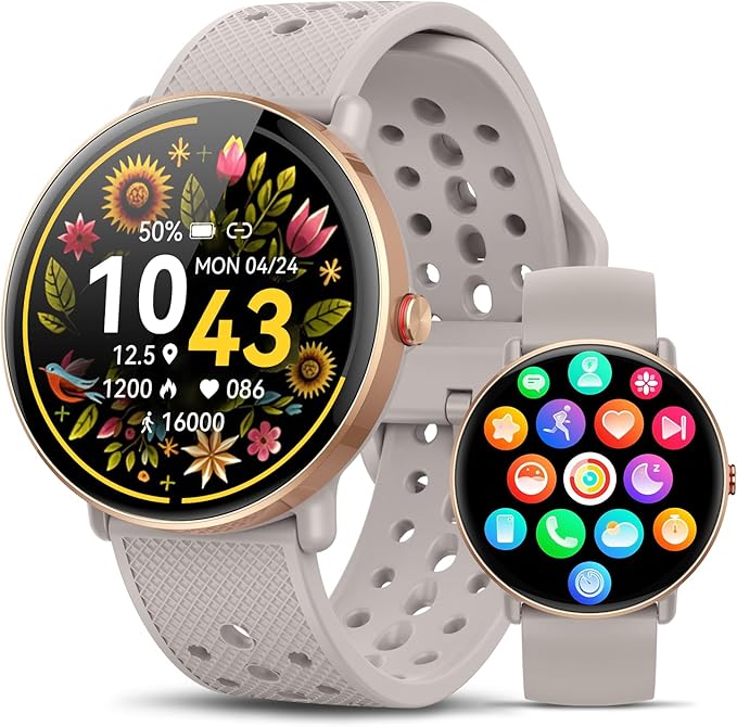 Smart Watch for Women Men, for Android iOS with Sleep Monitor, Pedometer Fitness Tracker, Bluetooth Call, IP68 Waterproof,...