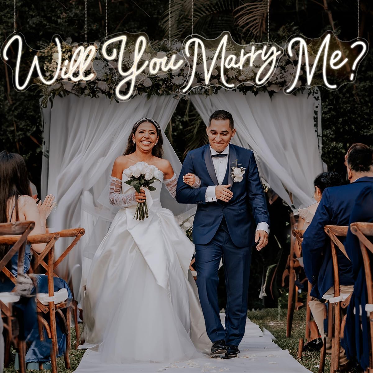 Goolsee Neon Sign for Wedding Proposal, Warm White LED, 72x11.4 Inch Acrylic Wall Decor