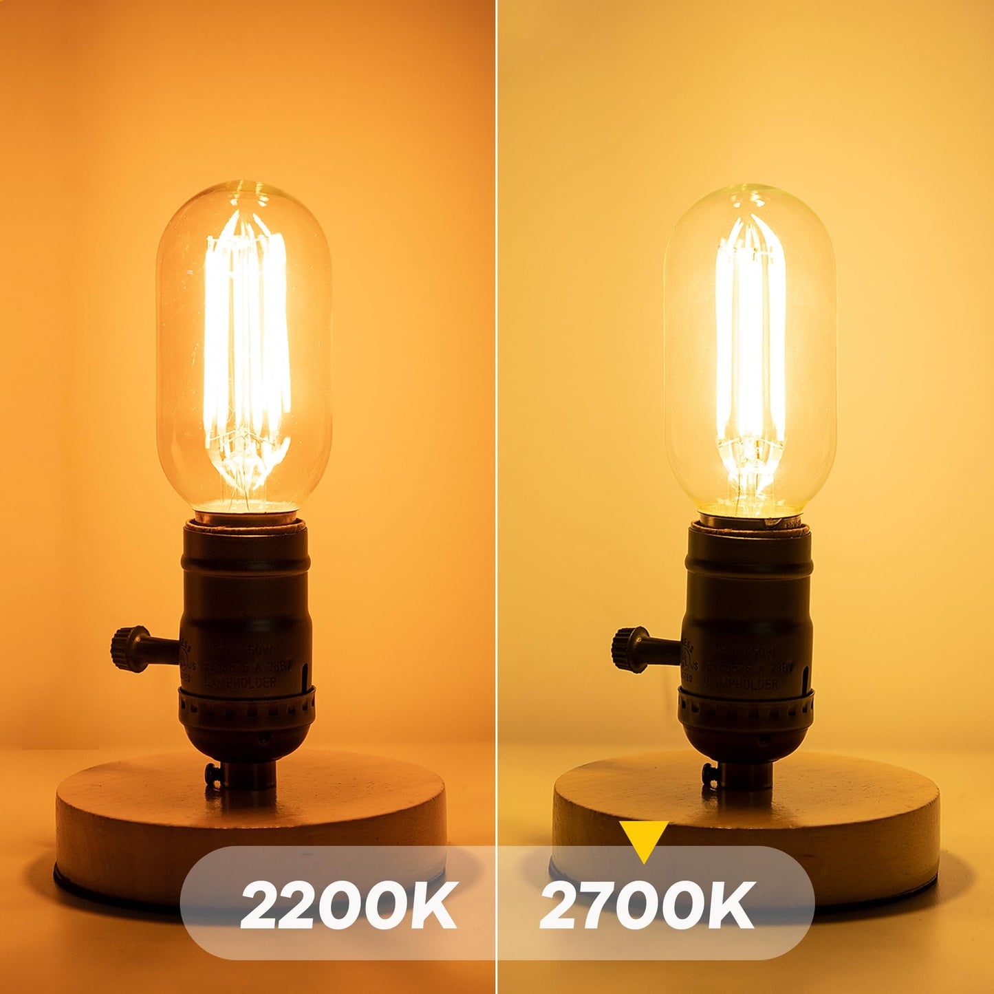 Grensk Dimmable E26 LED Edsion Bulbs 60Watt, 4.3 inches T45/T14 6W Tubular Light Bulbs, 900Lumen Vintage Light Bulbs,2700K Warm White for Ceiling Fan,Chandeliers,Rustic Pendant,Wall Scones(2pcs)