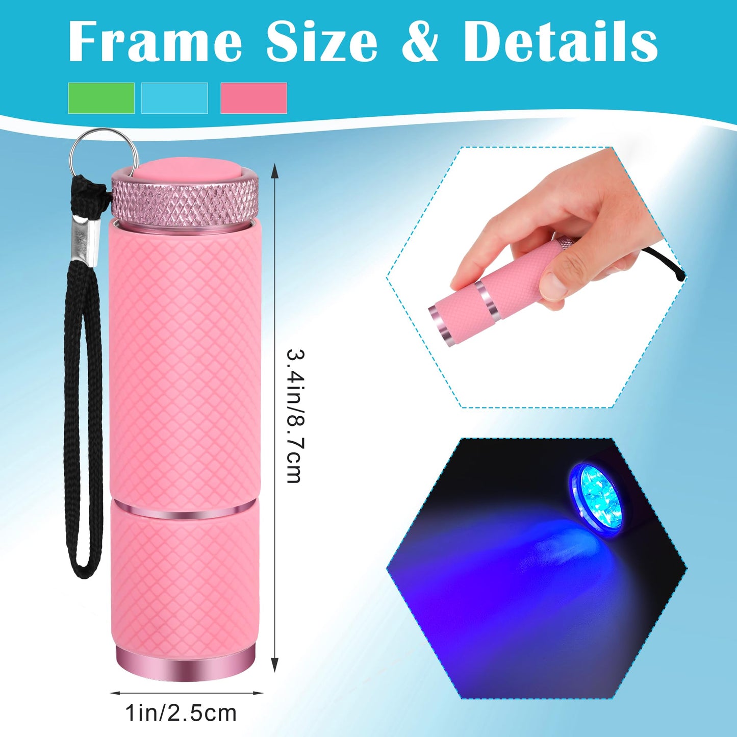 Coolrunner Led Flashlight Set - 3Pcs Portable Nail Dryer With 9 Leds, Mixcolor Aluminum Design