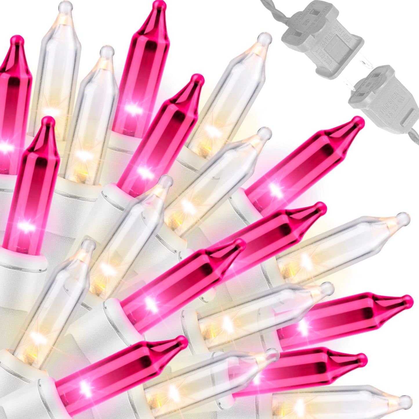 Lamphome Pink Clear Christmas ValentineS String Lights 100 Mini Incandescent Fairy Light Decor 20 Ft White Wire Indoor & Outdoor Party Patio Bedroom  Xmas Tree Garland Easter Holiday Decoration