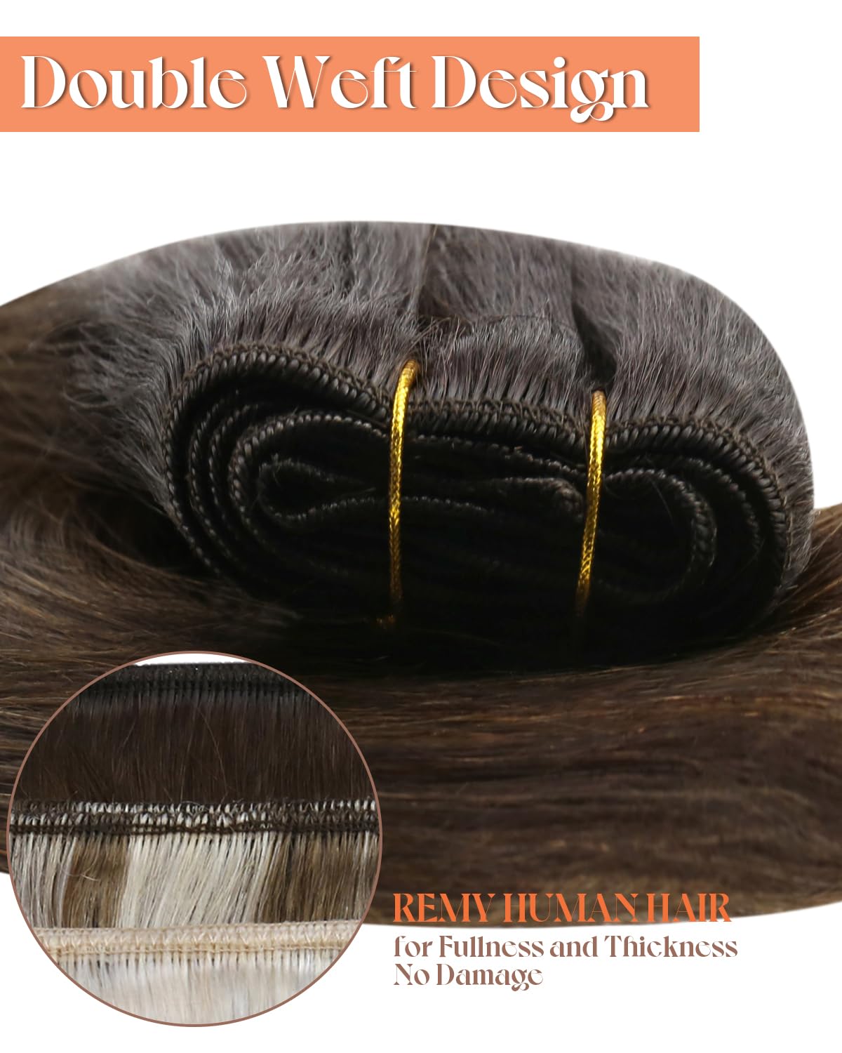 Sunny Hair Weft Hair Extensions Human Hair Brown Sew in Hair Extensions Real Human Hair Ombre Dark Brown Roots Medium Brown Bala