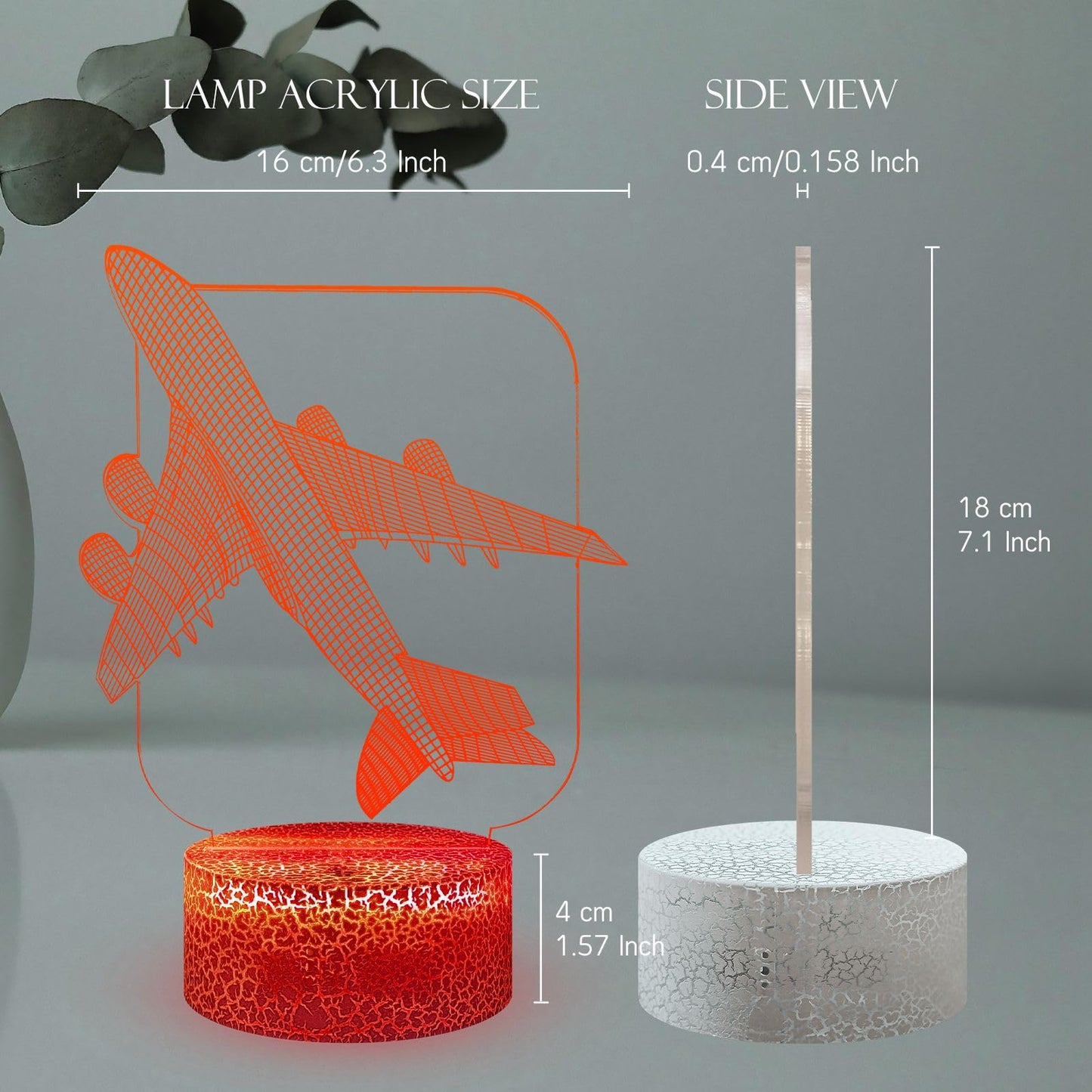 Masshomi Acrylic 3D Visual Anime Night Light 16 Color Change Usb Charge Base Touch Remote Control Air  Pilot Aircraft Helicopter Fighter Shape Men Gift Atmosphere Room Decoration