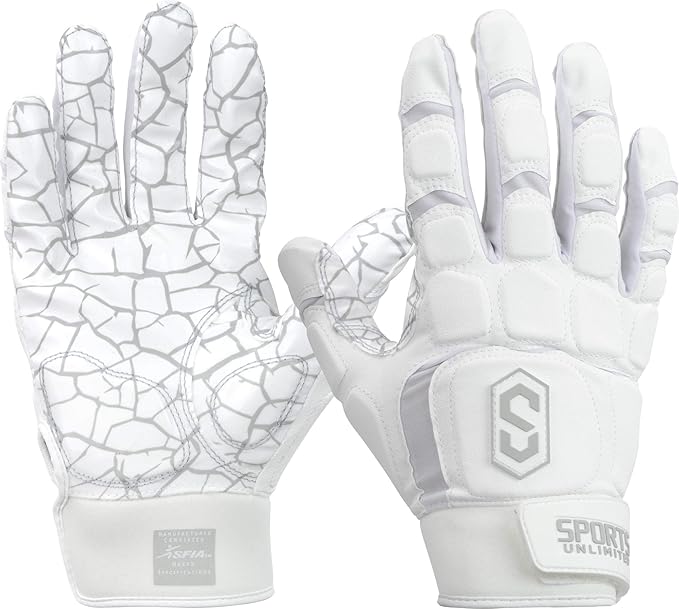 Sports Unlimited Max Clash Lineman Adult/Youth Padded Football Gloves, Lineman Football Gloves, Men's and Boys Offensive/D...