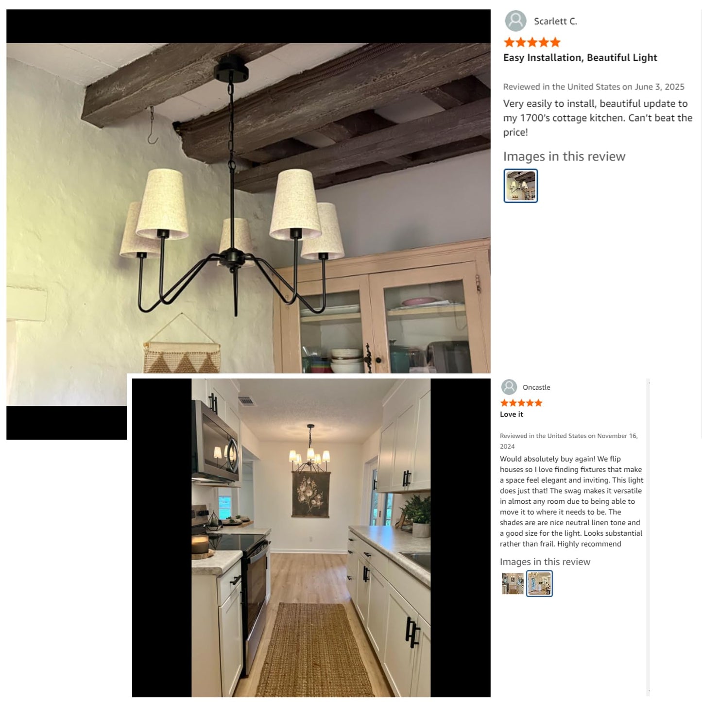 Jsdorsy Chandelier With Linen Shade  Black Dining Room Light Fixtures Over Table  Classic Pendant Light Fixtures Ceiling Hanging Lighting For Living Room Bedroom  5-Arm  30 Dia