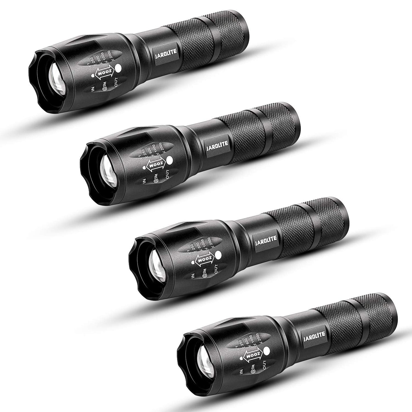 Jardlite Led Emergency Handheld Flashlight, 4 Pack, Adjustable Focus, Water Resistant, Model 4L1000, Alloy Steel
