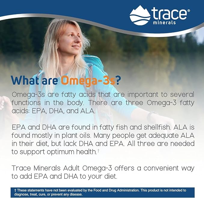 Trace Minerals Omega-3 - Brain Health Support Supplement - Liquid Supplement with DHA & EPA - Omega-3 Supplement with Minerals Supports Immune, Eye & Heart Health - Orange, 8 fl oz