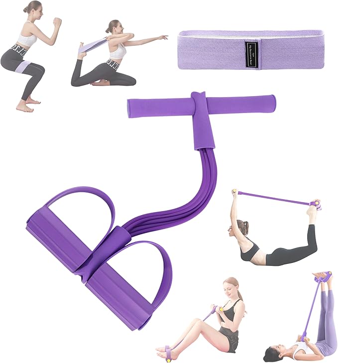 21 Fitness Resistance Bands-6 Tube Pedal Ankle Puller Pedal Resistance Band with Handle for Legs, Arms, Full Body Workout(...