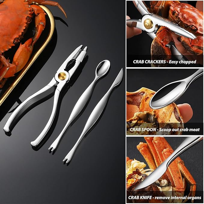 Seafood Tools （Exquisite 3-piece set) Lobster Crackers and crab crackers apply to lobster ，crab，crab legs，king crab legs，nut