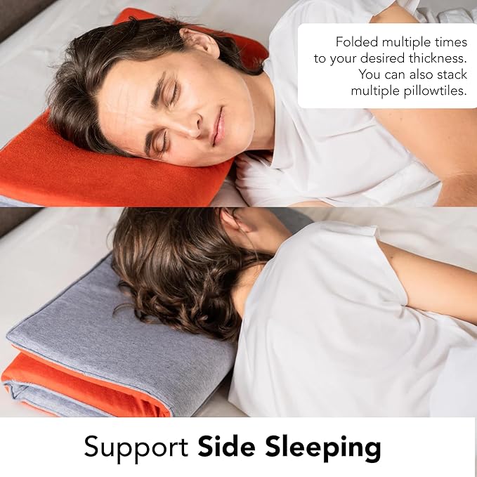 Ultra Thin Pillow 1 inch Thickness - Foldable, Rollable, Stackable - Made from Natural Latex - Low Profile, Super Flat (Soft, Orange Tangerine)