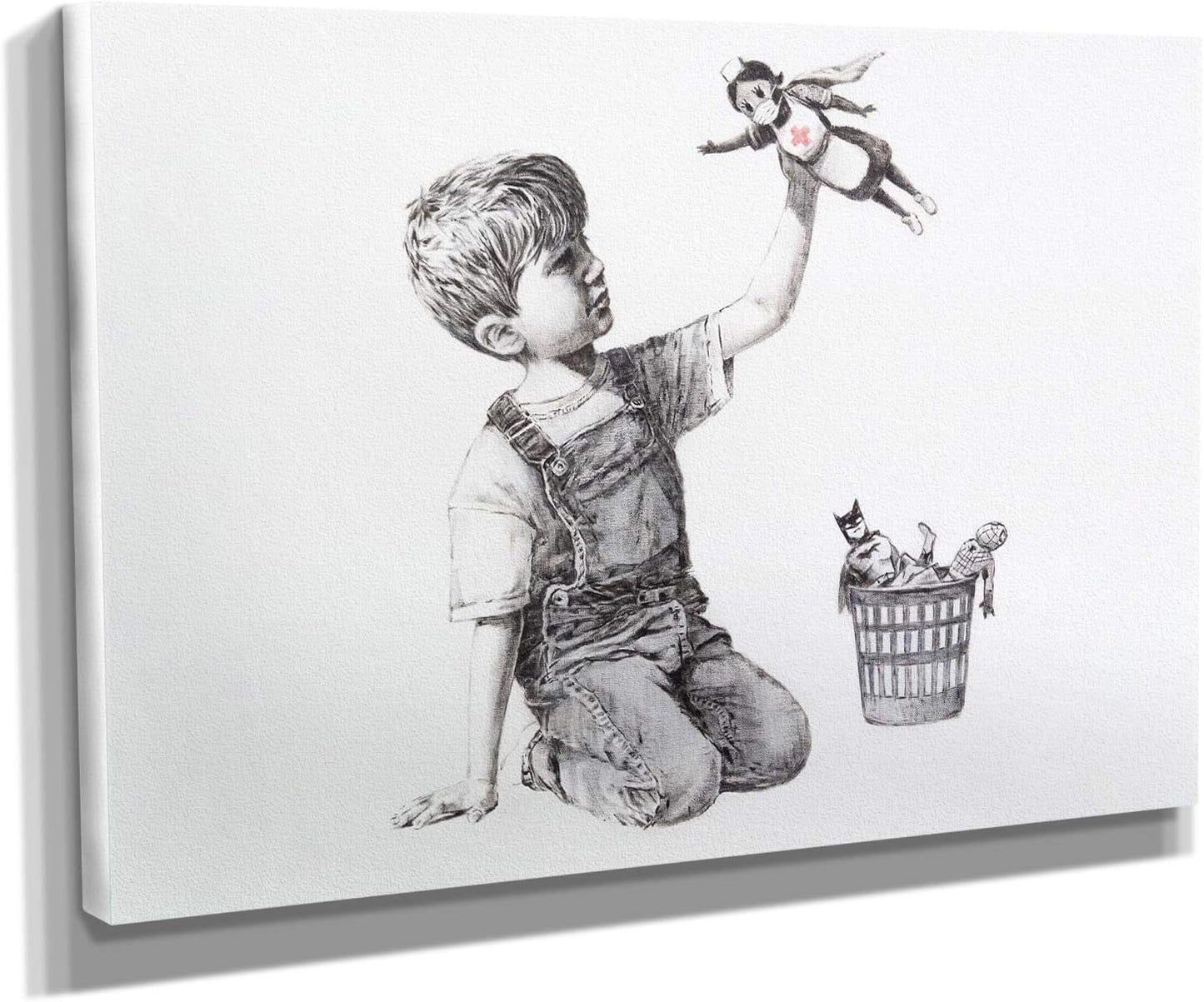 Banksy Super Nurse Hospital Canvas Art Wall Art Home Decor - Various Sizes (36in x 24in Gallery Wrapped)