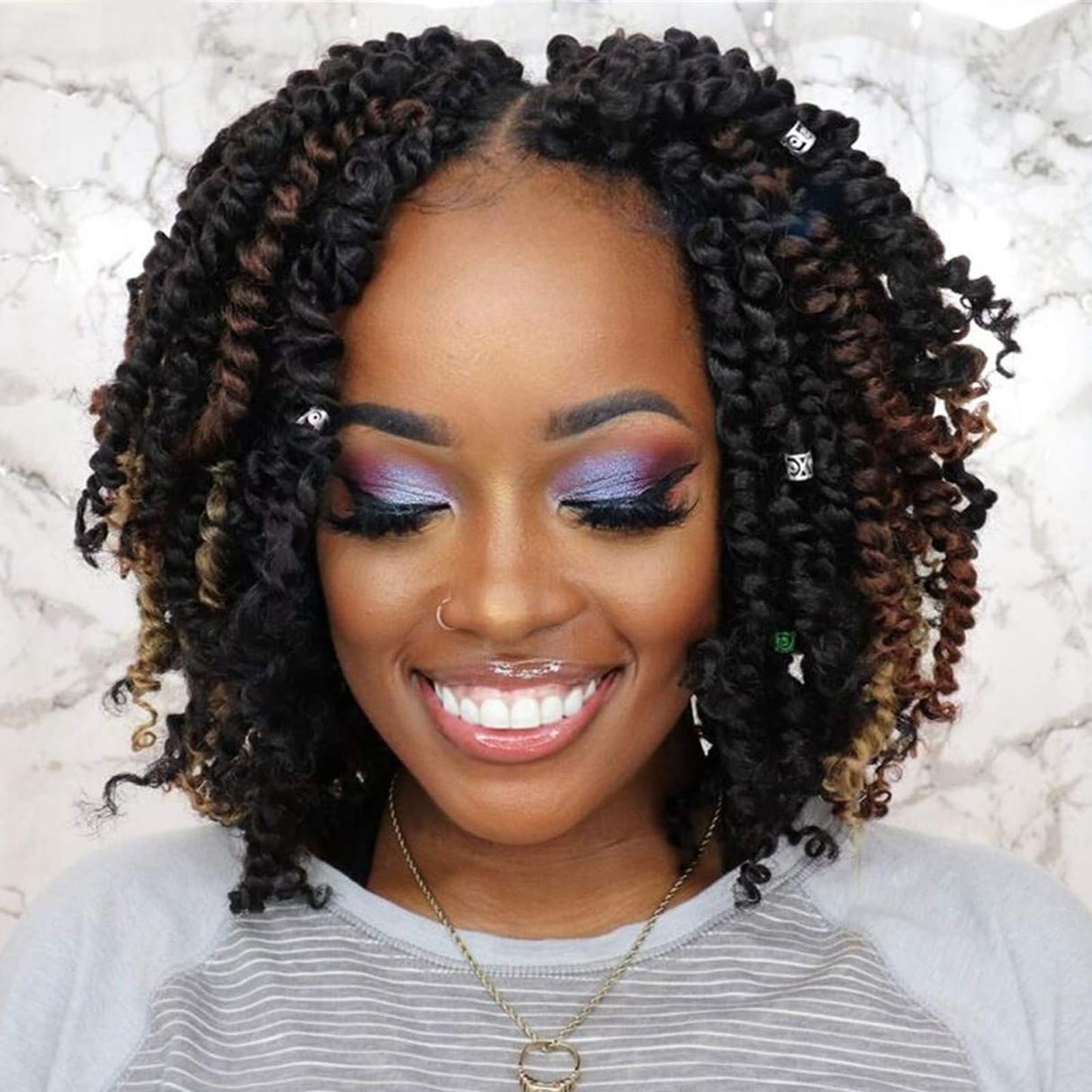 ToyoTress Tiana Passion Twist Hair - 12 Inch Combo Packs(1B-6P+T27-1P-T30-1P) Passion Twist Crochet Hair, Pre-Looped Pre-Twisted