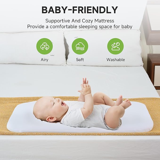 Real Relax Baby Bassinet Bedside Sleeper, 3 in 1 Bedside Crib with 6 Adjustable Height and Mosquito Nets, Portable Bedside Bassinet for Baby with Wheels, Easy to Fold, Included Mattress, Pink