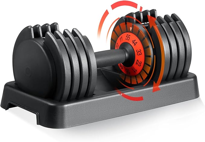 SKOK 55LB Adjustable Dumbbell Weight for Men and Women with Anti-Slip Fast Adjust Weight by Turning Handle,Black Dumbbell ...