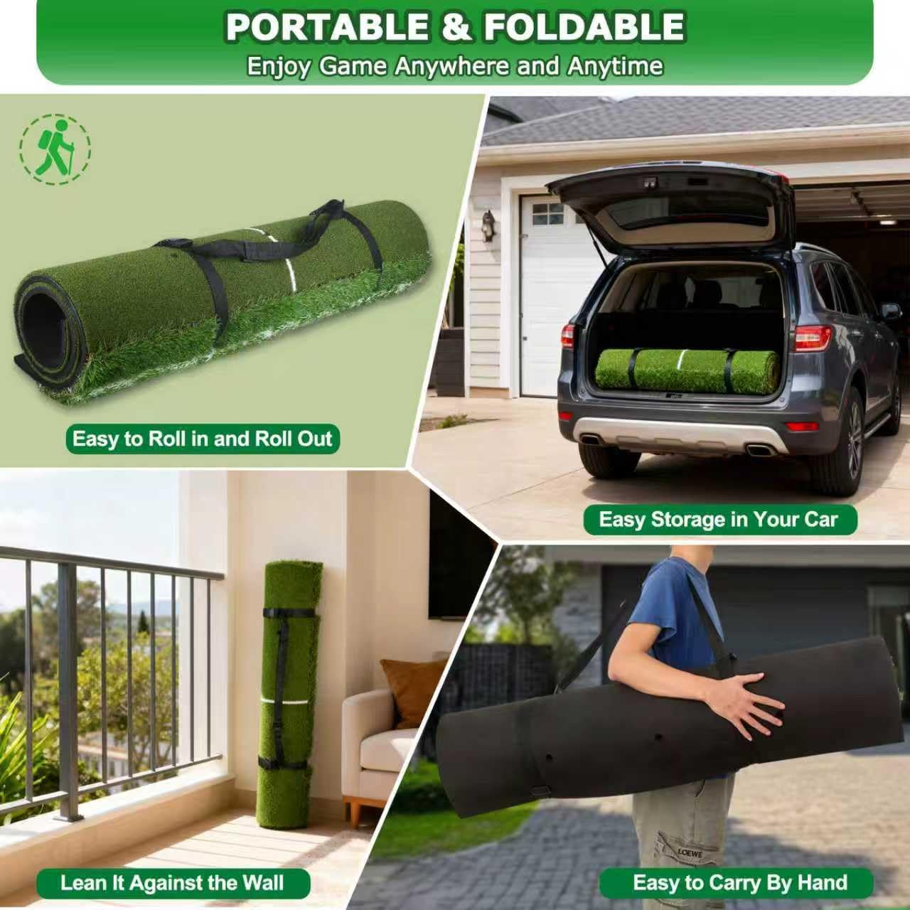 Premium Dual-Turf Golf Hitting Mat - 4x5ft Indoor/Outdoor Practice Mat with Realistic Fairway & Rough Turf, Portable Golf Swing Training Mat with Alignment Guide Real Feel for Driving Range