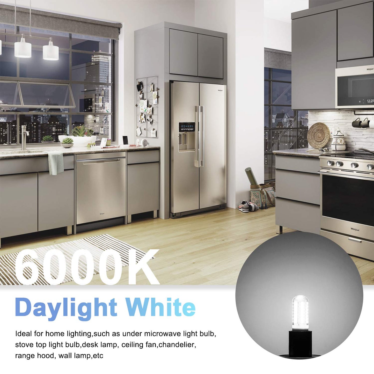 KLG E17 LED Bulbs Dimmable 6000K Daylight Appliance Lights, 40W Equivalent, Pack of 2