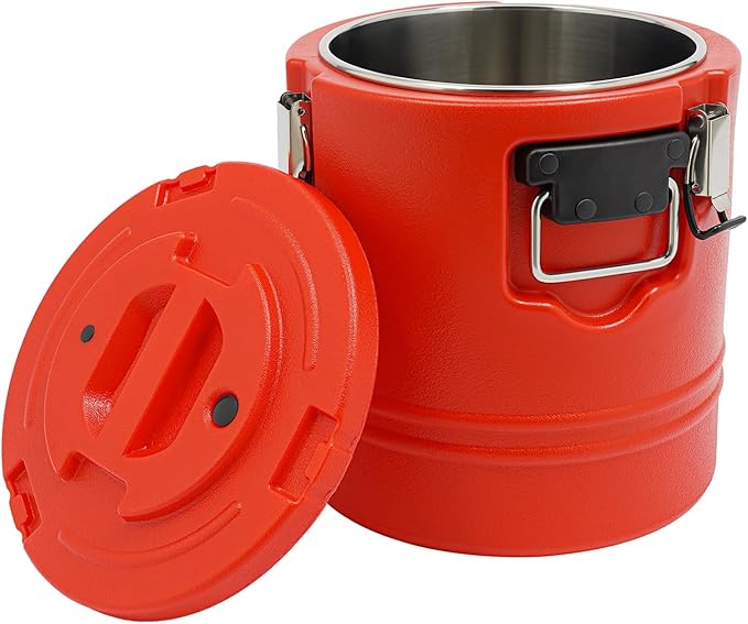 Eapmic 15.85Qt Insulated Food Container, Stainless Steel Container, 15L Commercial Soup Carrier 6 Hours Heat Preservation for Hot and Cold Food Storage Restaurant Canteen Home Lunch Use (Red, 15L)