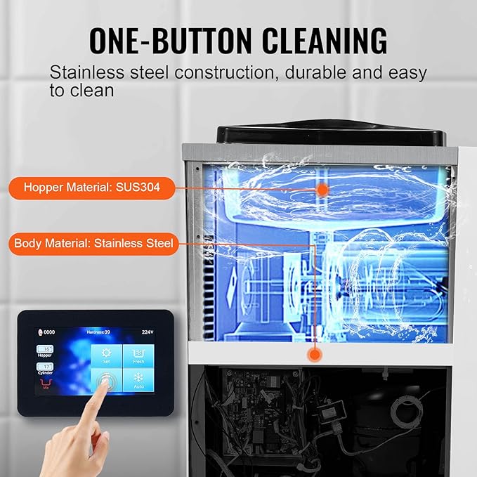 VEVOR Commercial Ice Cream Machine, 10.6 QT/H Yield, 1000W Single Flavor Countertop Soft Serve Ice Cream Maker, 4L Hopper 1.6L Cylinder, Touch Screen Auto Clean Pre-cooling, for Restaurant Snack Bar
