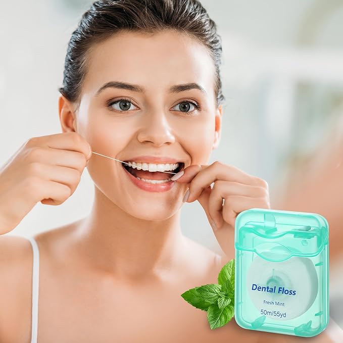 36 Pack Mini Dental Floss Bulk Mint Flavored 50m Each Travel Dental Floss Oral Care for Teeth and Gum Protection(Green)