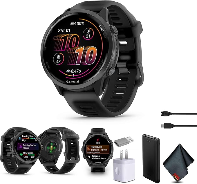 Garmin Forerunner 570 Running Smartwatch, 47MM WiFi, GPS Fitness Smart Watch for Men and Women, Slate Gray Aluminum with T...