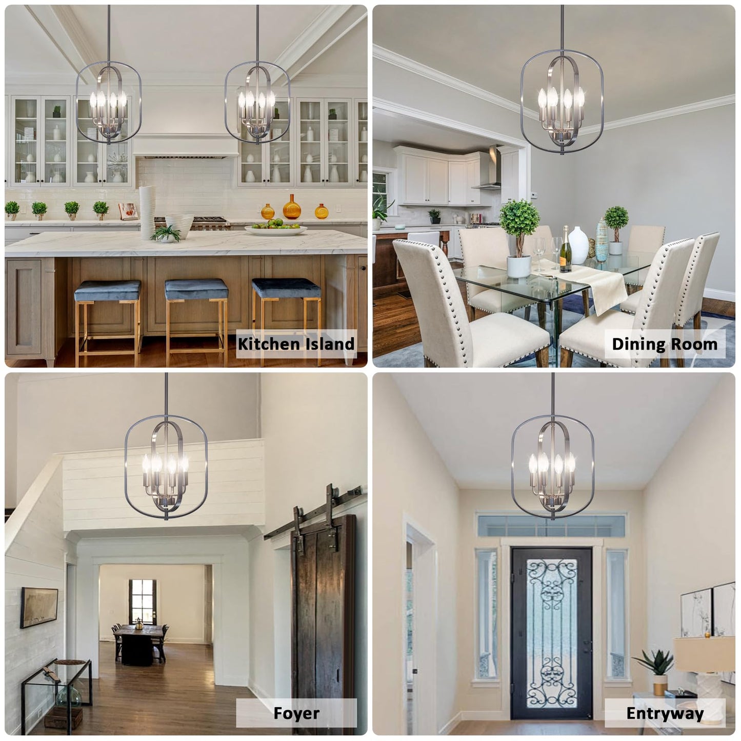 Nickel Chandelier Light  Modern Farmhouse Chandeliers For Dining Room Light Fixture  Adjustable Pendant Lights Kitchen Island Foyer Lighting Fixtures Rustic Kitchen Chandelier For Entryway Living Room