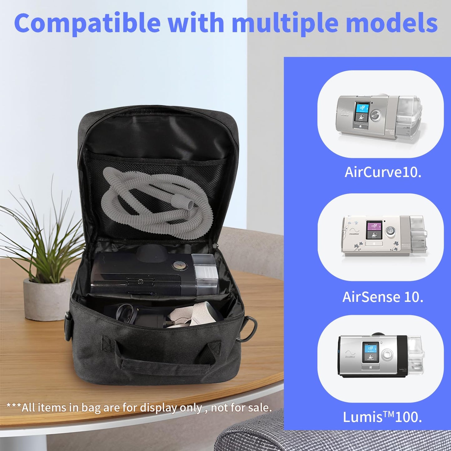 LAPLUIE Portable CPAP Travel Bag Compatible with Airsense 10, Airsense 11, ResMed Air Mini, Portable CPAP Supplies Nebulizer Travel Case (Bag Only)