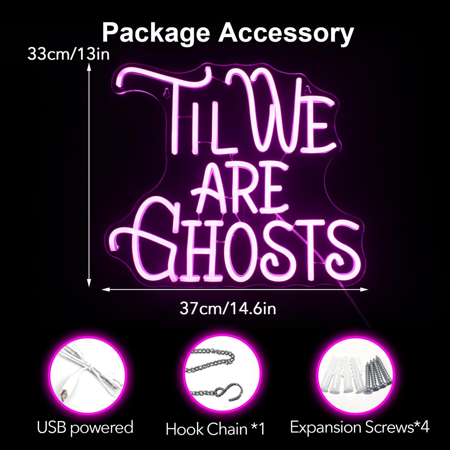 Til We Are Ghost Neon Sign Pink Gothic Home Decor ValentineS Day Decor Sign Goth Room Sign For Bedroom Living Room Office Dorm Valentines Gift Birthday Wedding Party Decor Halloween