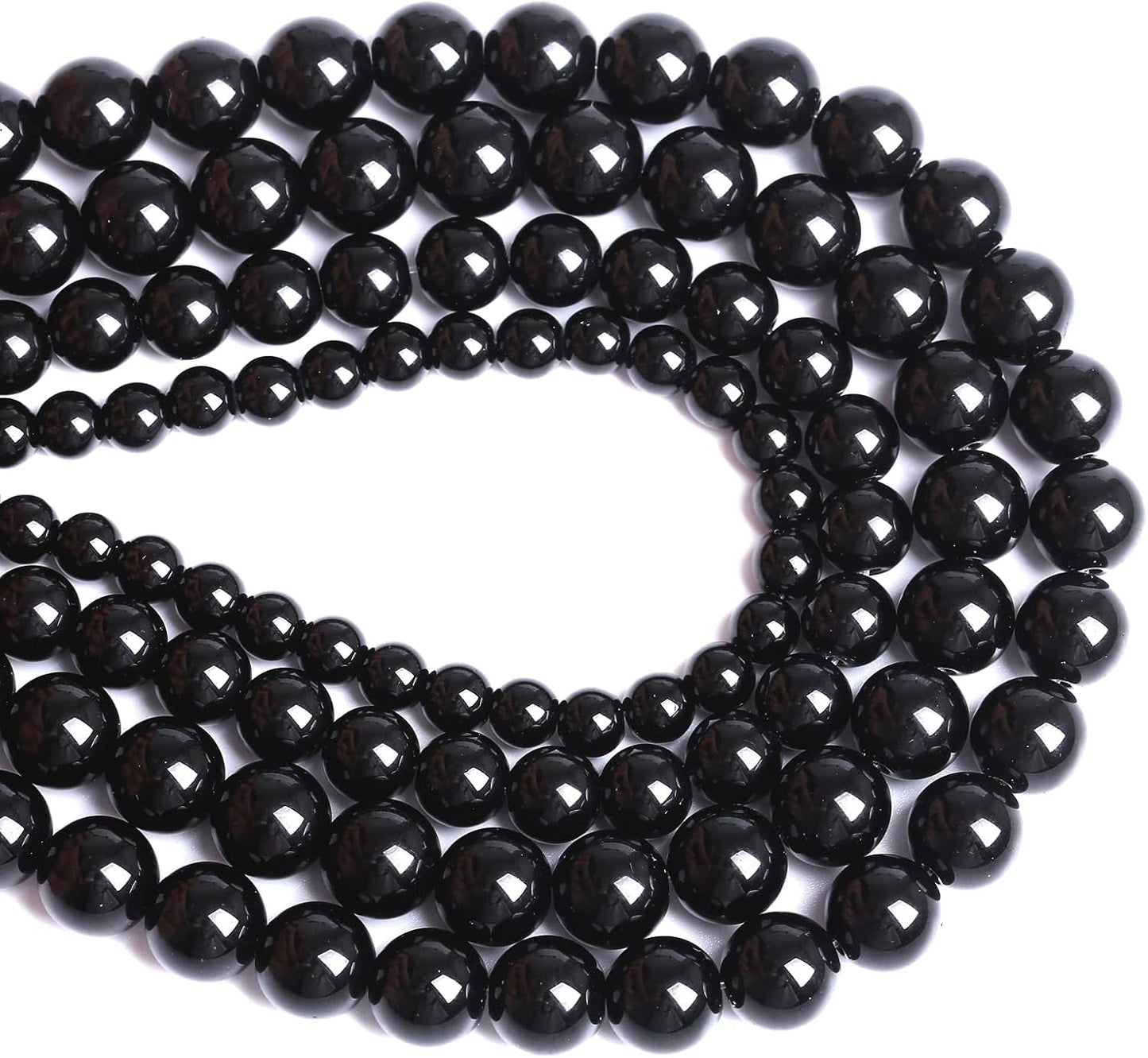 4mm 186pcs Natural Black Agates Onyx Stone Beads Smooth Round Loose Spacer Beads for Jewelry Making DIY Bracelets 32" 2 Strands