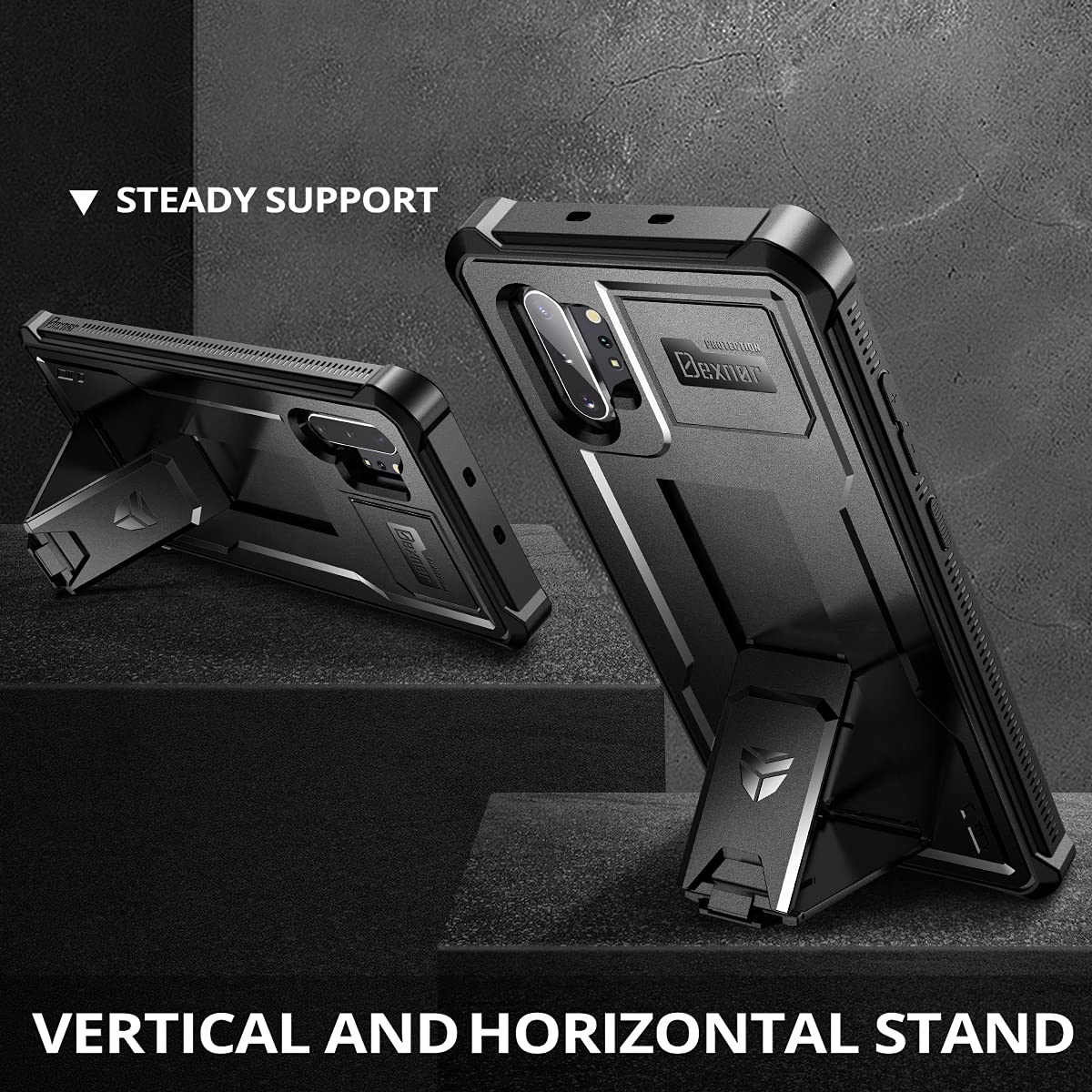 Dexnor For Samsung Galaxy Note 10+ Plus Case, [Built In Screen Protector And Kickstand] Heavy Duty Military Grade Protection Sho