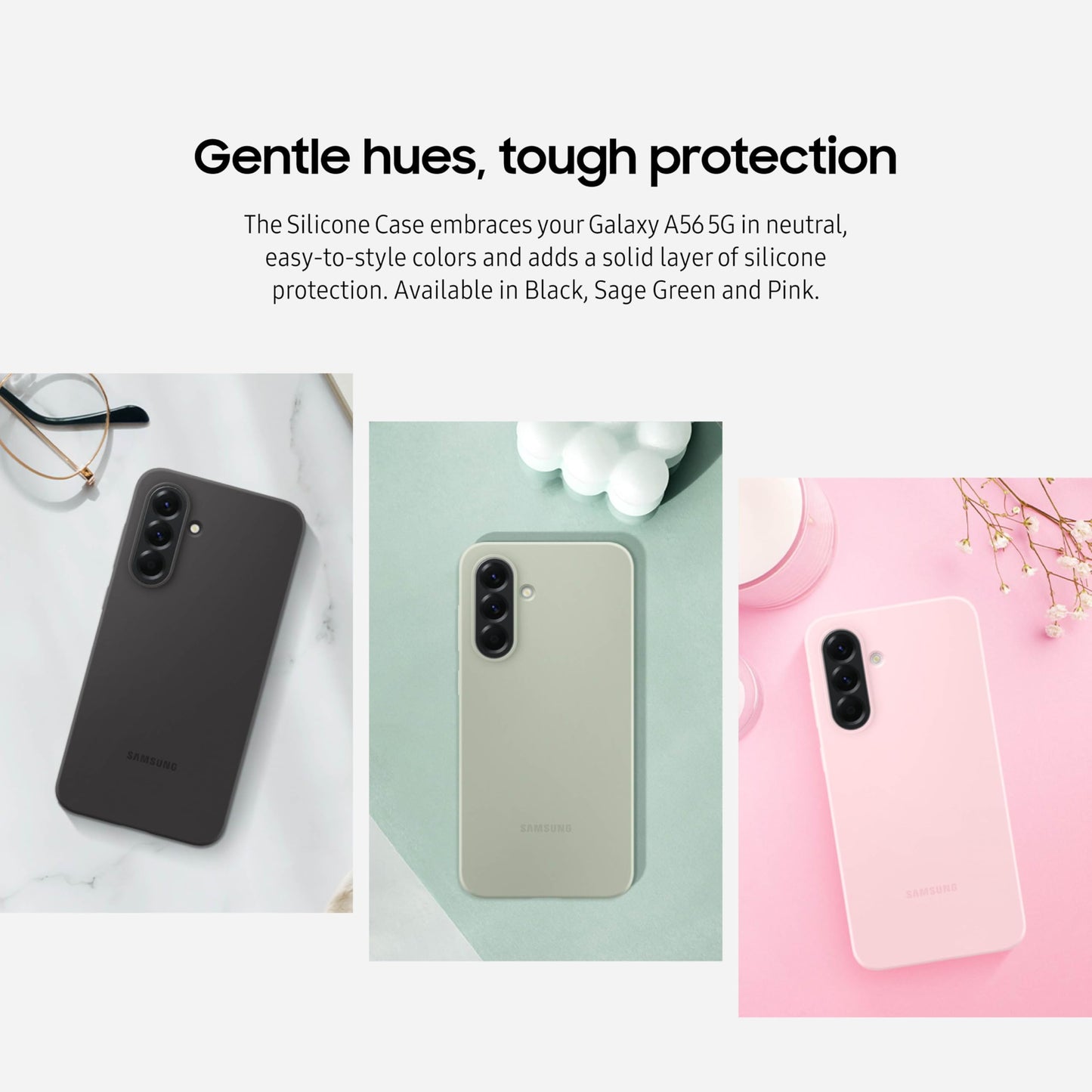 Samsung Galaxy A56 5G Silicone Phone Case, Protective, Comfortable, Easy To Hold, Us Version, Black