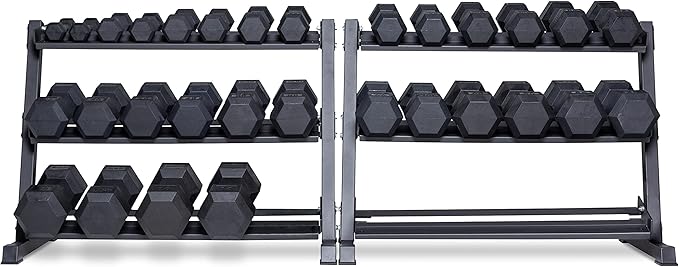 REP Fitness Rubber Hex Dumbbell Set, Adjustable Weight Pairs, Home Gym Equipment, Strength Training For Men Women, Black C...