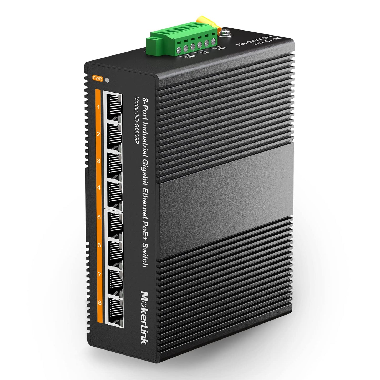 Mokerlink 8 Port Poe Gigabit Industrial Din-Rail Ethernet Switch, 96W Poe+ Power, 16Gbps Switching Capacity, Ip40 Rated Unmanage