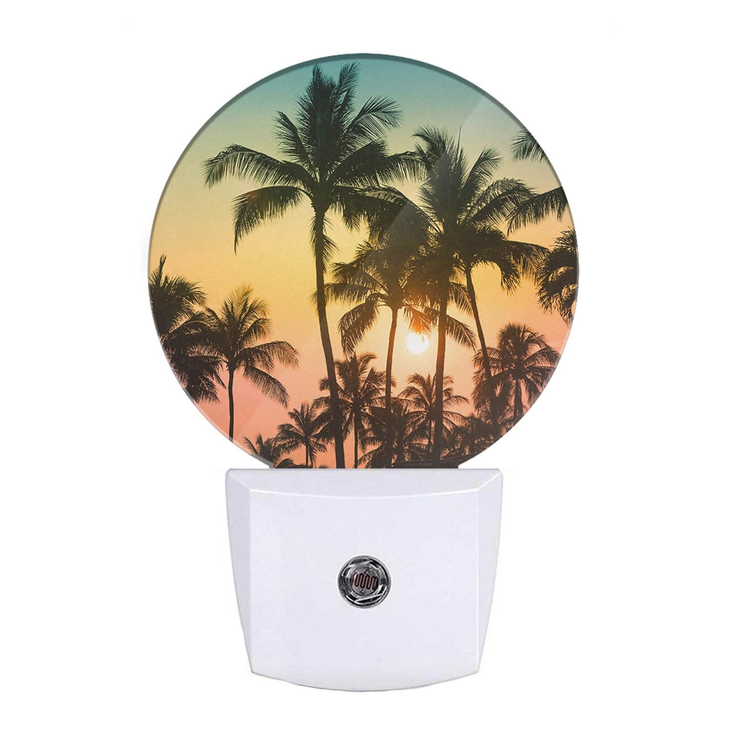Ekobla Palm Tree Night Lights Plug Into Wall Beach Sunset Plug-In Nightlights Auto Sensor Led Lighting 0.5W Sleep Friendly For Bathroom Bedroom Stairway Hallway Kitchen
