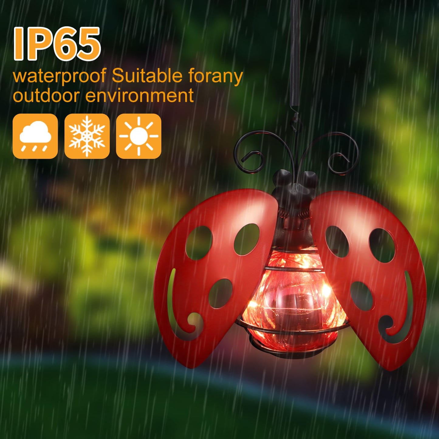 Lady Bug Solar Outdoor Hanging Lantern Creative Small Sculpture Lights Durable Waterproof Lamp Suitable For Festivals Garden Decor Birthday Gifts For Grandma Mom Women Girl